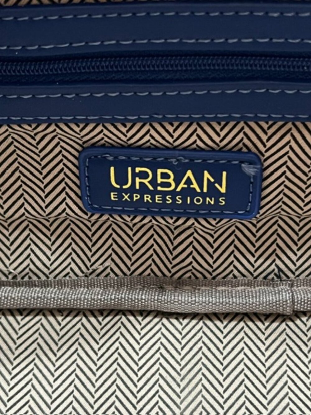 Urban Expressions Navy/White East-West Barrel Shoulder Bag PU leather NWT - Picture 4 of 6